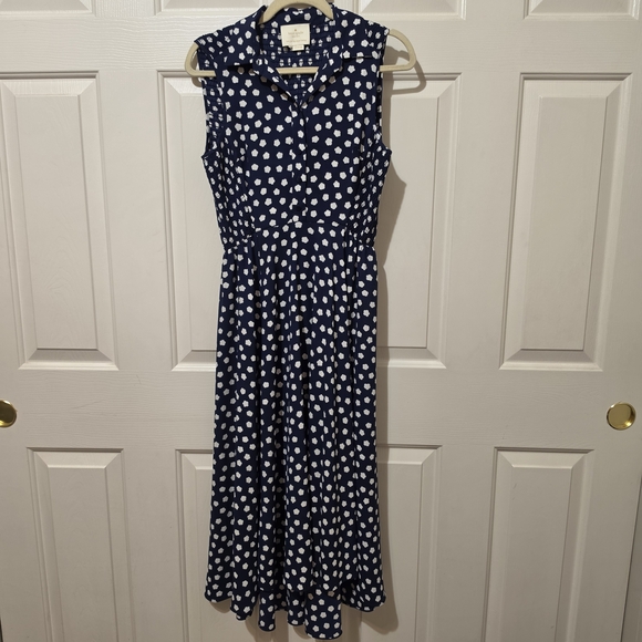 kate spade Dresses & Skirts - Kate Spade Navy Cloud Dot Sleeveless Shirtdress Midi Size 4/6 EUC Preppy Summer